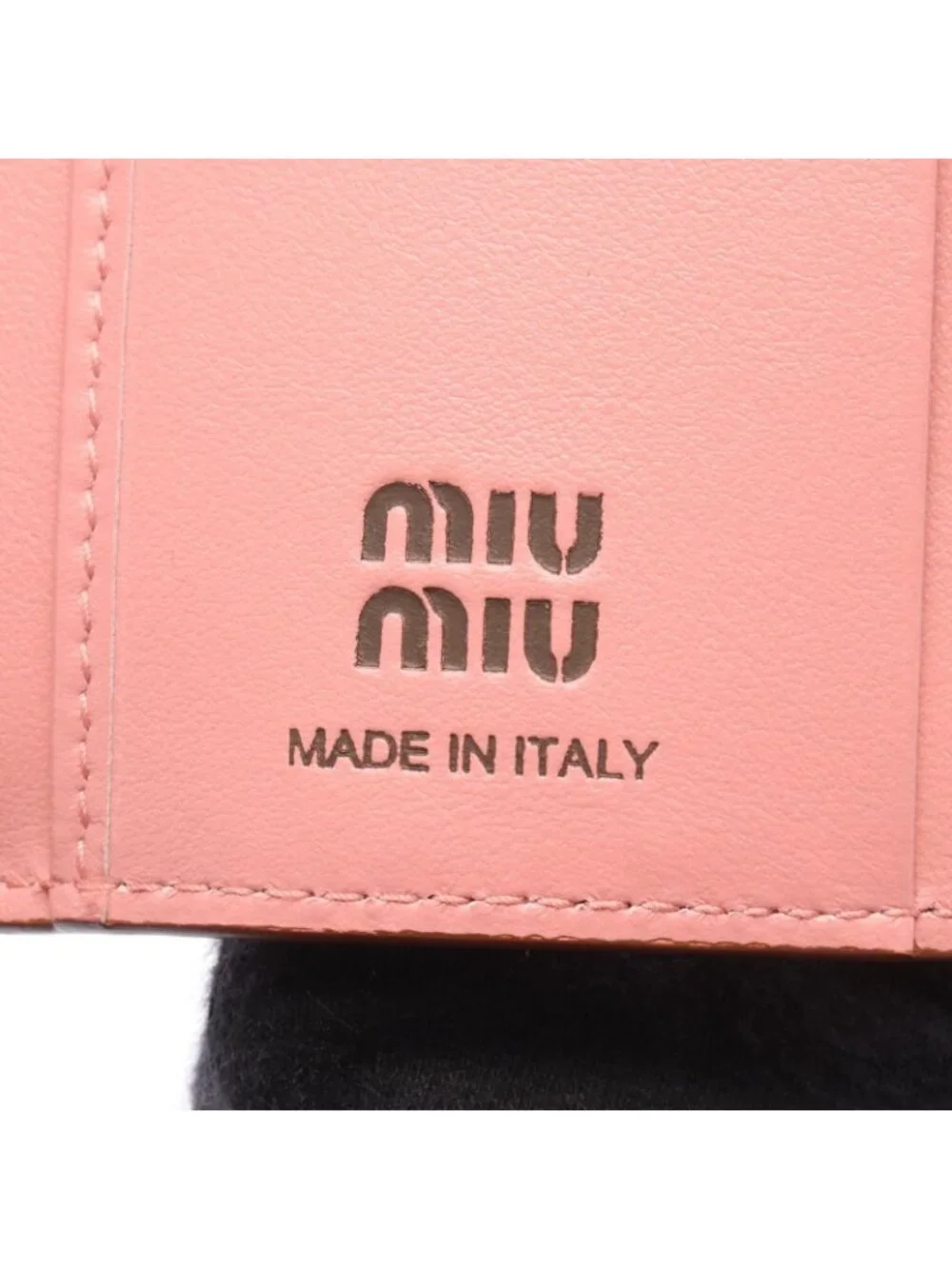 Miu Miu Trifold Wallet Softy Logo Pink Brown Leather